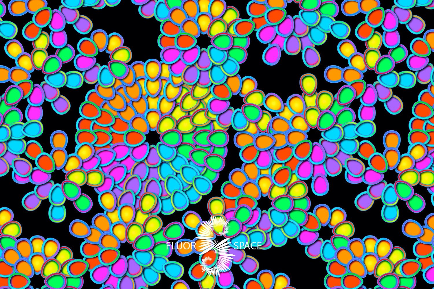 Flower rainbow Флуоресцентные ткани, fluorescent uv-active fabrics