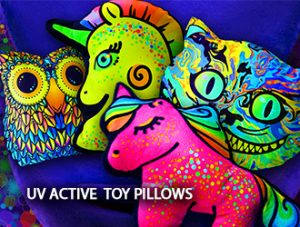 blacklight uv active toy pillows