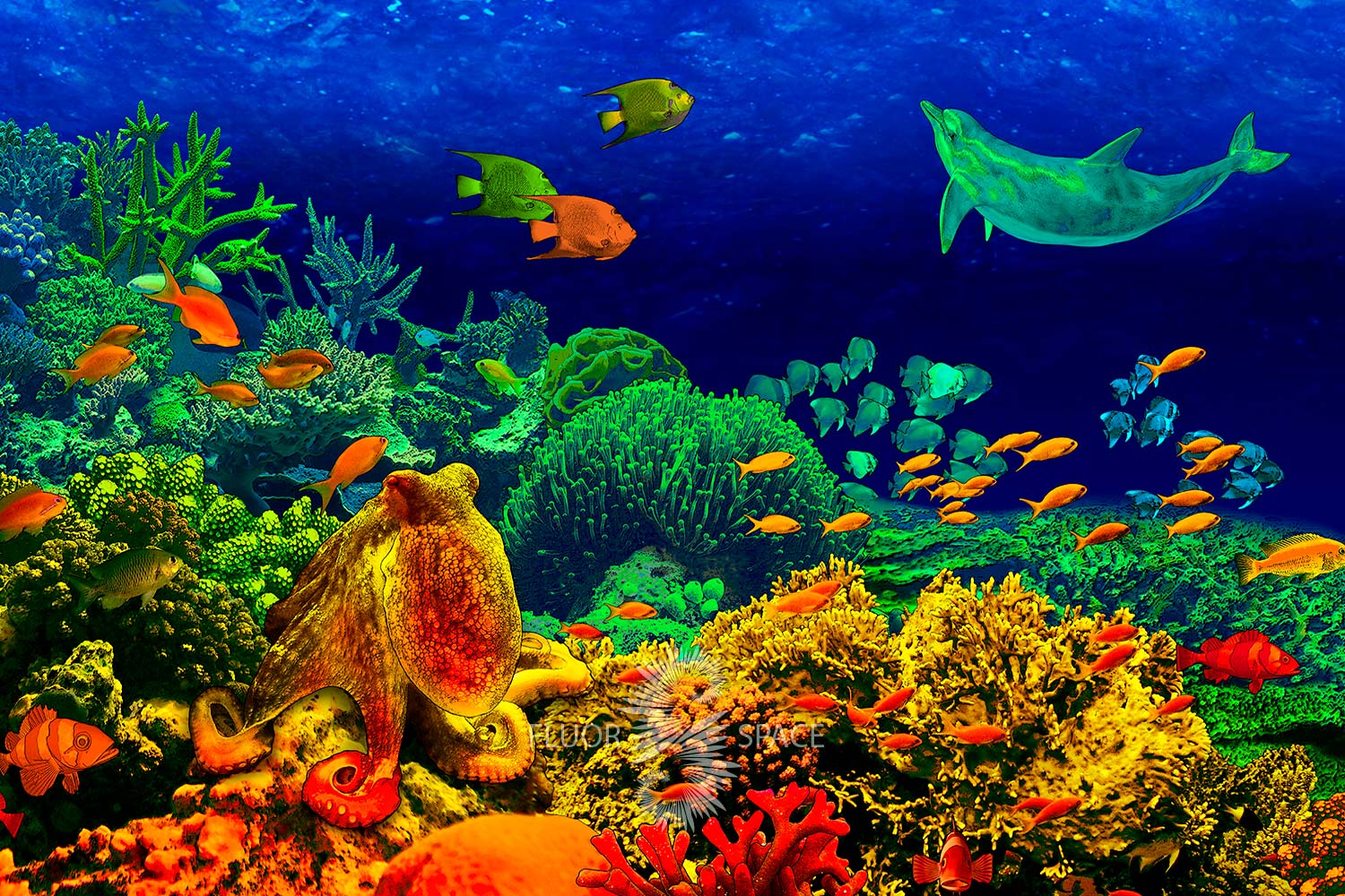Неоновые 3D декорации Подводный мир