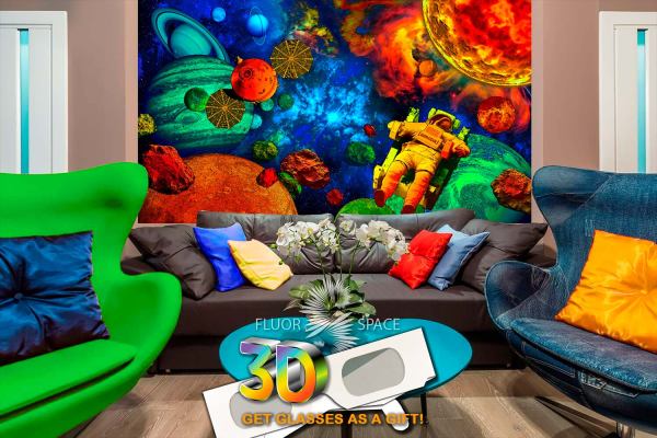 Флуоресцентное 3D полотно "Солнечная система" Открытый космос
