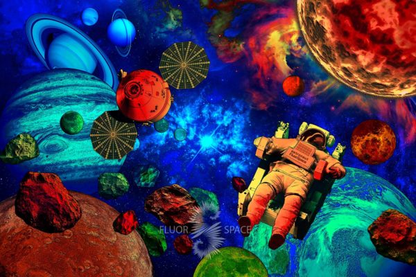 Флуоресцентное 3D полотно "Солнечная система" Открытый космос