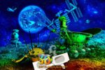 Флуоресцентное 3D полотно "Лунная станция" Лунный пейзаж