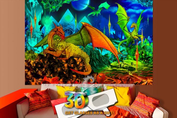 Флуоресцентное 3D полотно "Подземелье Драконов"