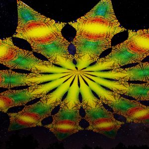 Ультрафиолетовое Канопи - Неоновый Декоративный Навес "Фрактальные Трансформации", 12 лепестков