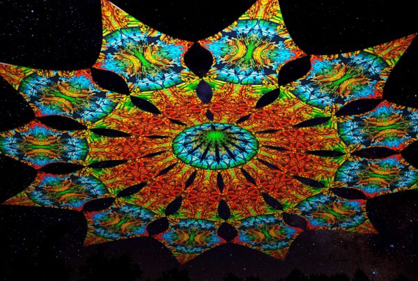 Ультрафиолетовое Канопи - Неоновый Декоративный Навес "Фрактальные кубы", 12 лепестков