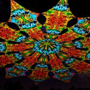 Ультрафиолетовое Канопи - Неоновый Декоративный Навес "Фрактальные кубы", 12 лепестков