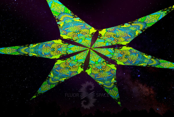 Ультрафиолетовое Светящееся Канопи - Неоновый Декоративный Навес "Wise Owls - Green", 6 лепестков