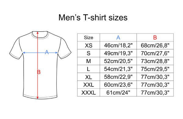 Таблица размеров для мужских футболок